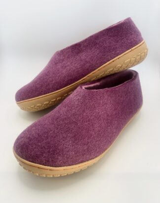 Wool Felt Slippers - Wine Purple Barefoot Mules, Fair Trade Organic Comfort