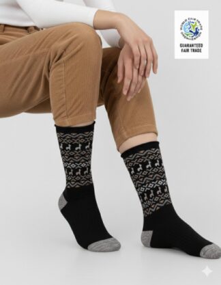 Luxury Alpaca Fair Isle Socks - Black
