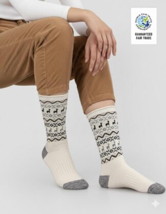 Luxury Alpaca Fair Isle Socks- White
