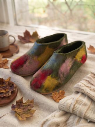Classic Felt Slippers- Olive Green